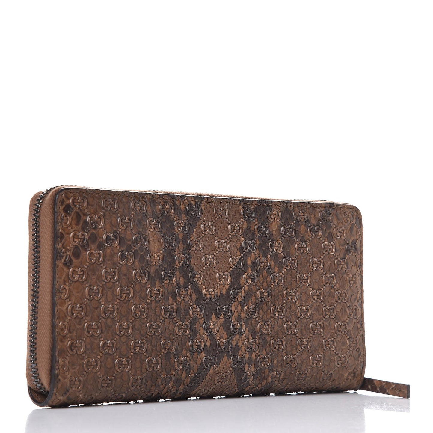 Python Microguccissima GG Zip Around Wallet Brown