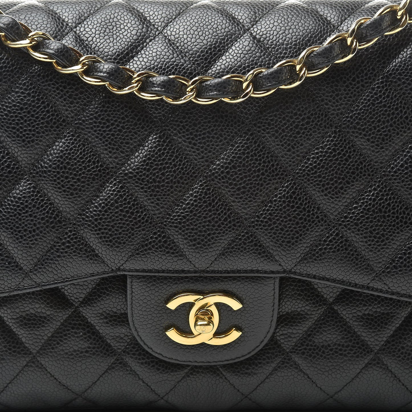 Caviar Quilted Jumbo Double Flap Black