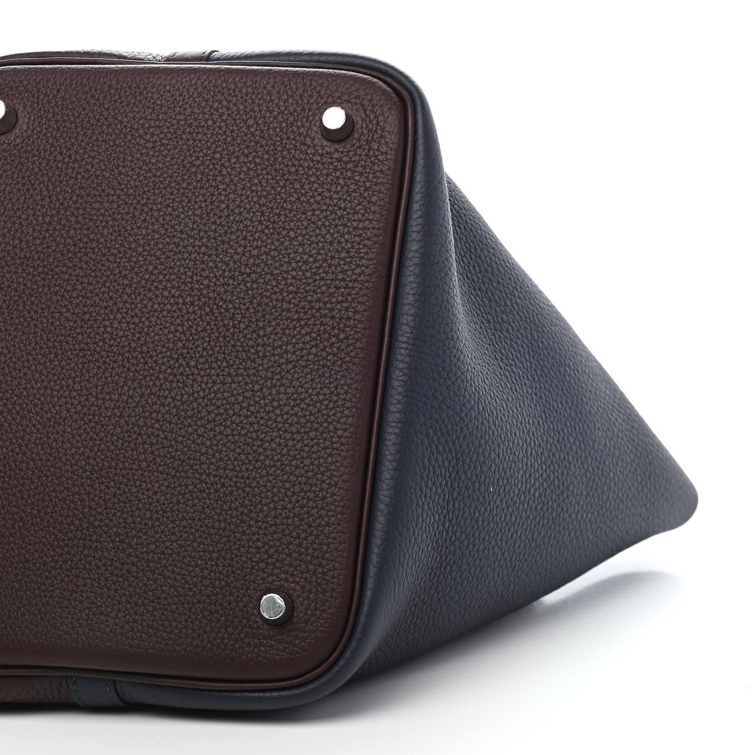 Hermes Taurillon Clemence Casaque Picotin Lock 22 MM Bleu Nuit Framboise Rouge Sellier 9 of 9