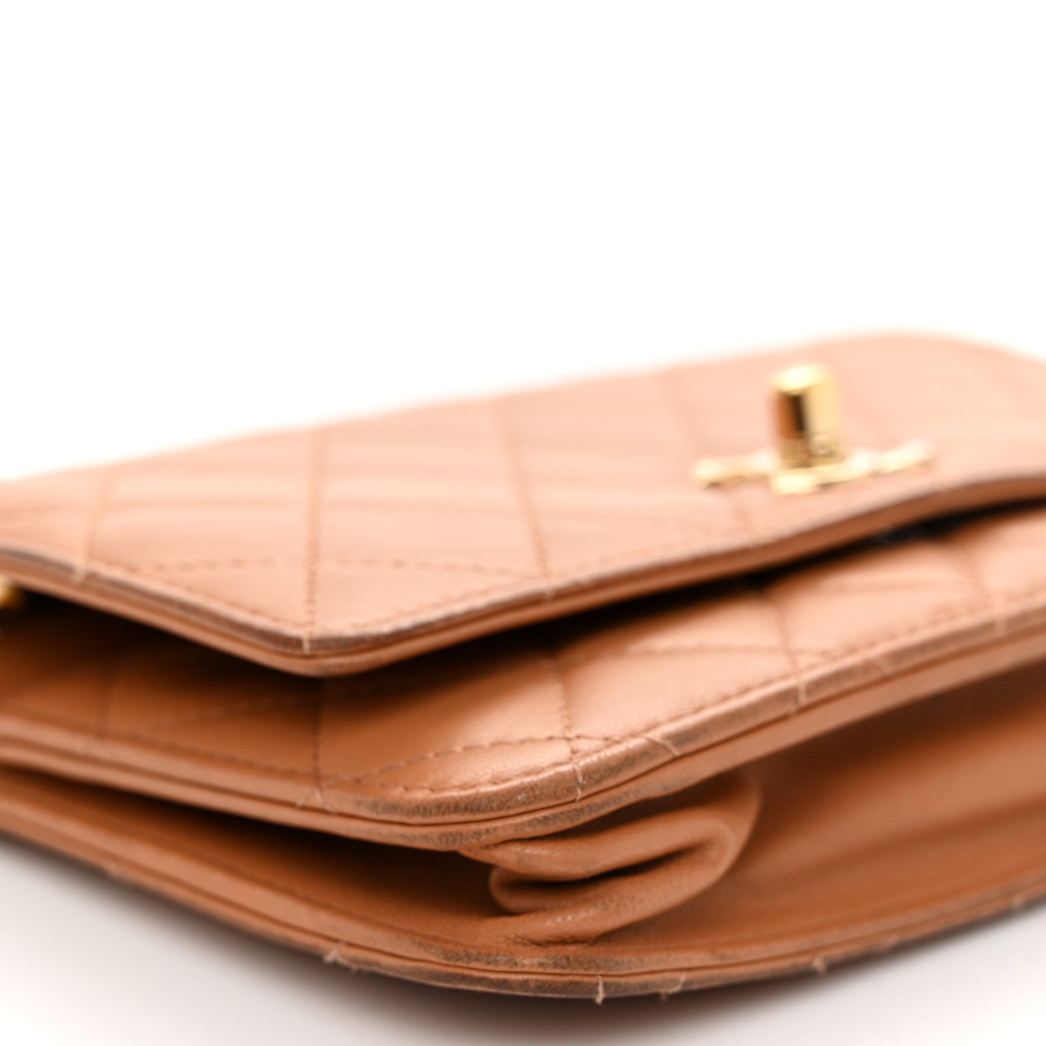 Chanel Lambskin Quilted Trendy CC Wallet On Chain WOC Camel 9 of 13