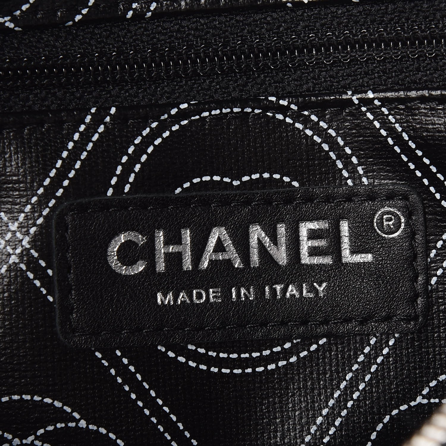 Chanel Coated Canvas Calfskin Camellia Printed Case Black Beige 7 of 9