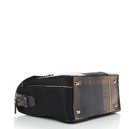 Prada Tessuto Nylon Saffiano Tartan Print Briefcase Cammello 3 of 8
