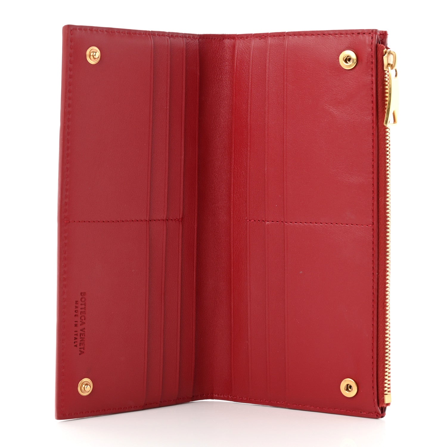 Bottega Veneta Nappa Maxi Intrecciato Large Bi-Fold Zip Wallet Dark Red 5 of 9