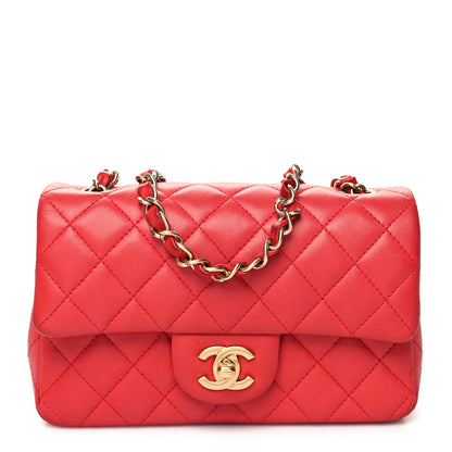 Chanel Lambskin Quilted Mini Rectangular Flap Red 1 of 12