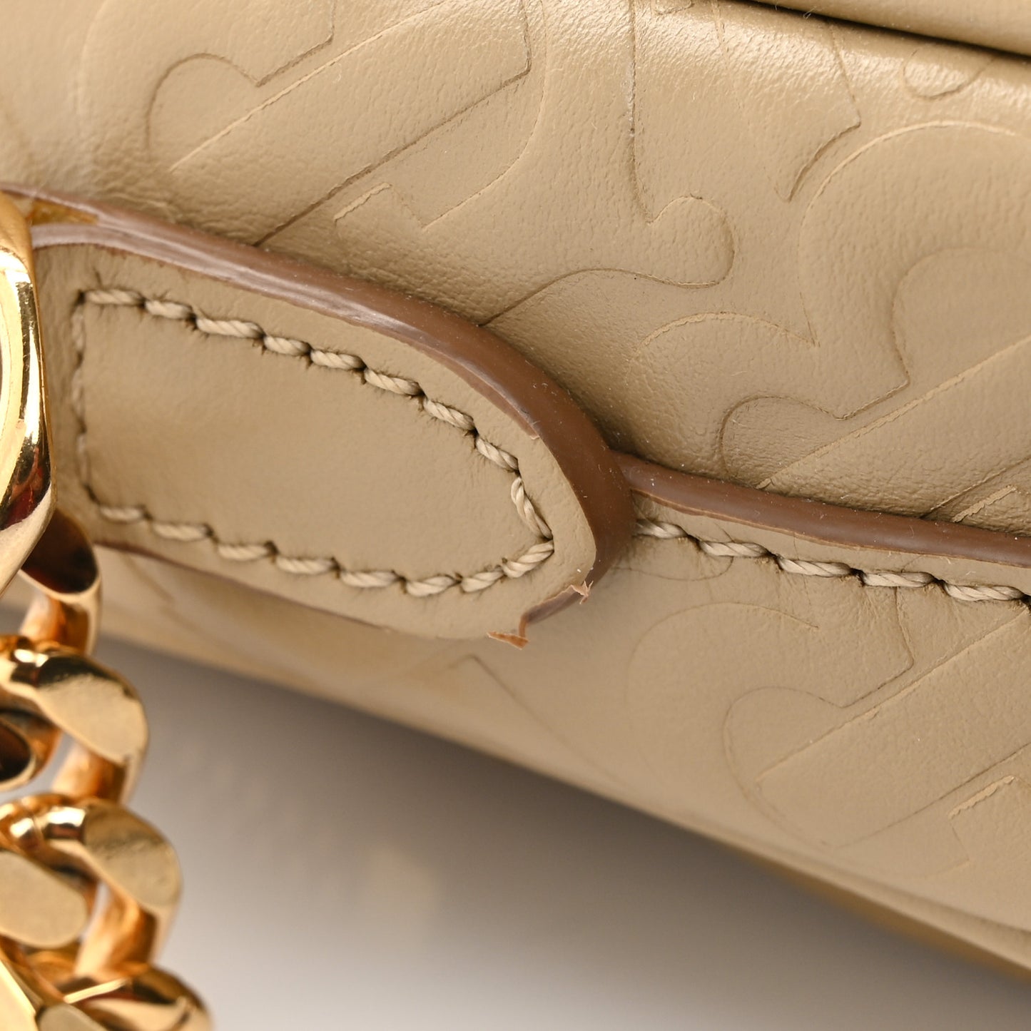 Calfskin Embossed Monogram Camera Chain Bag Honey