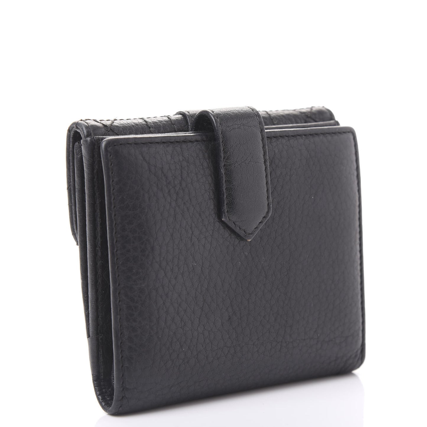 Grained Calfskin Cannage D Flap Wallet Black
