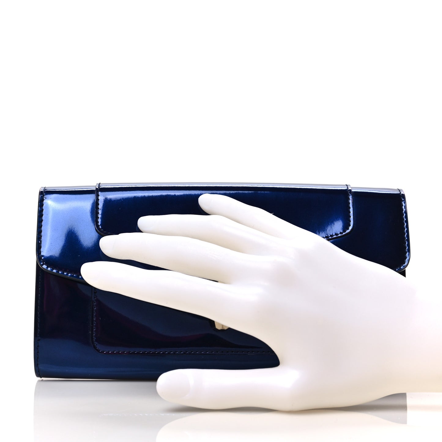 Metallic Calfskin Serpenti Forever Wallet Blue