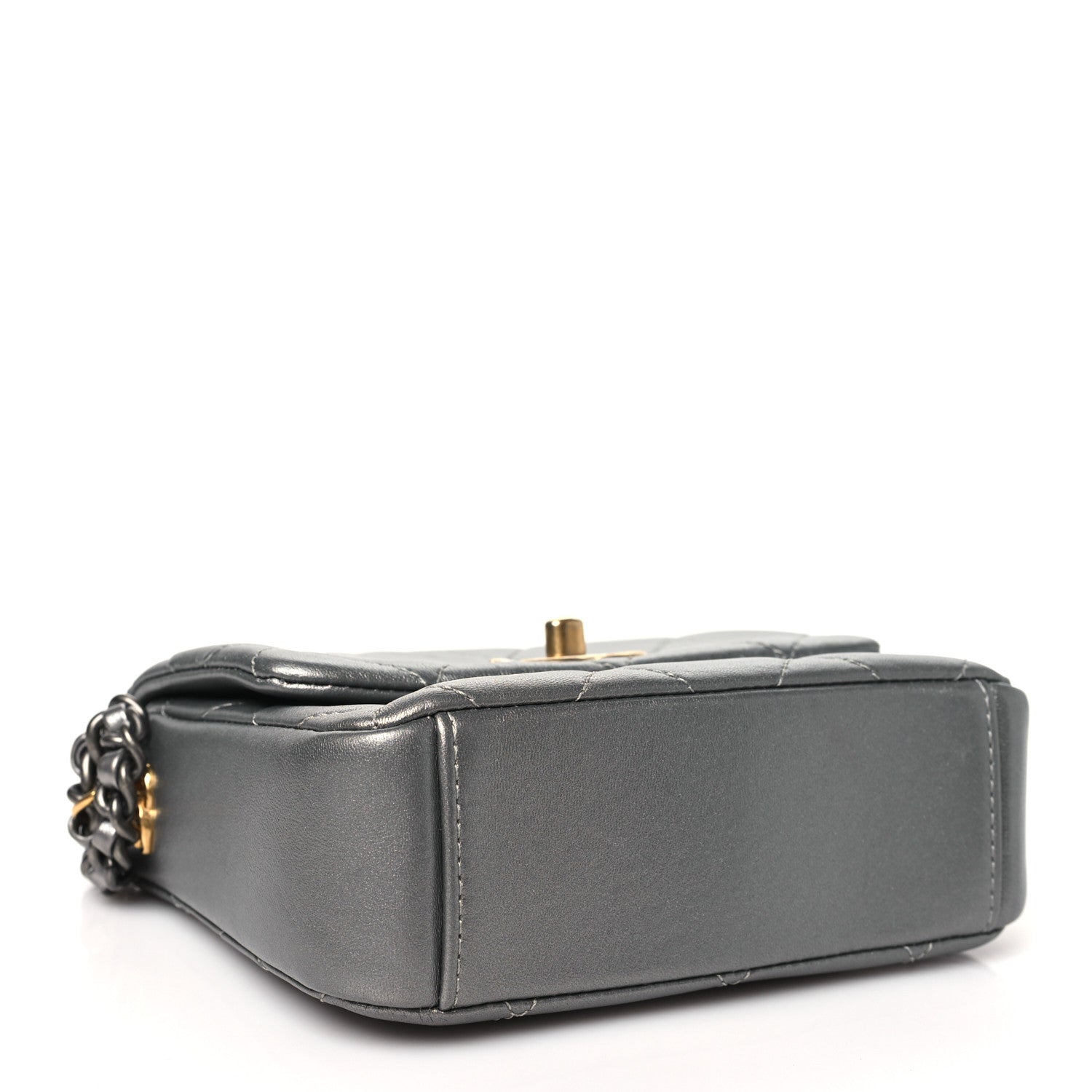 Chanel Metallic Lambskin Quilted Mini Side Note Flap Grey 4 of 11