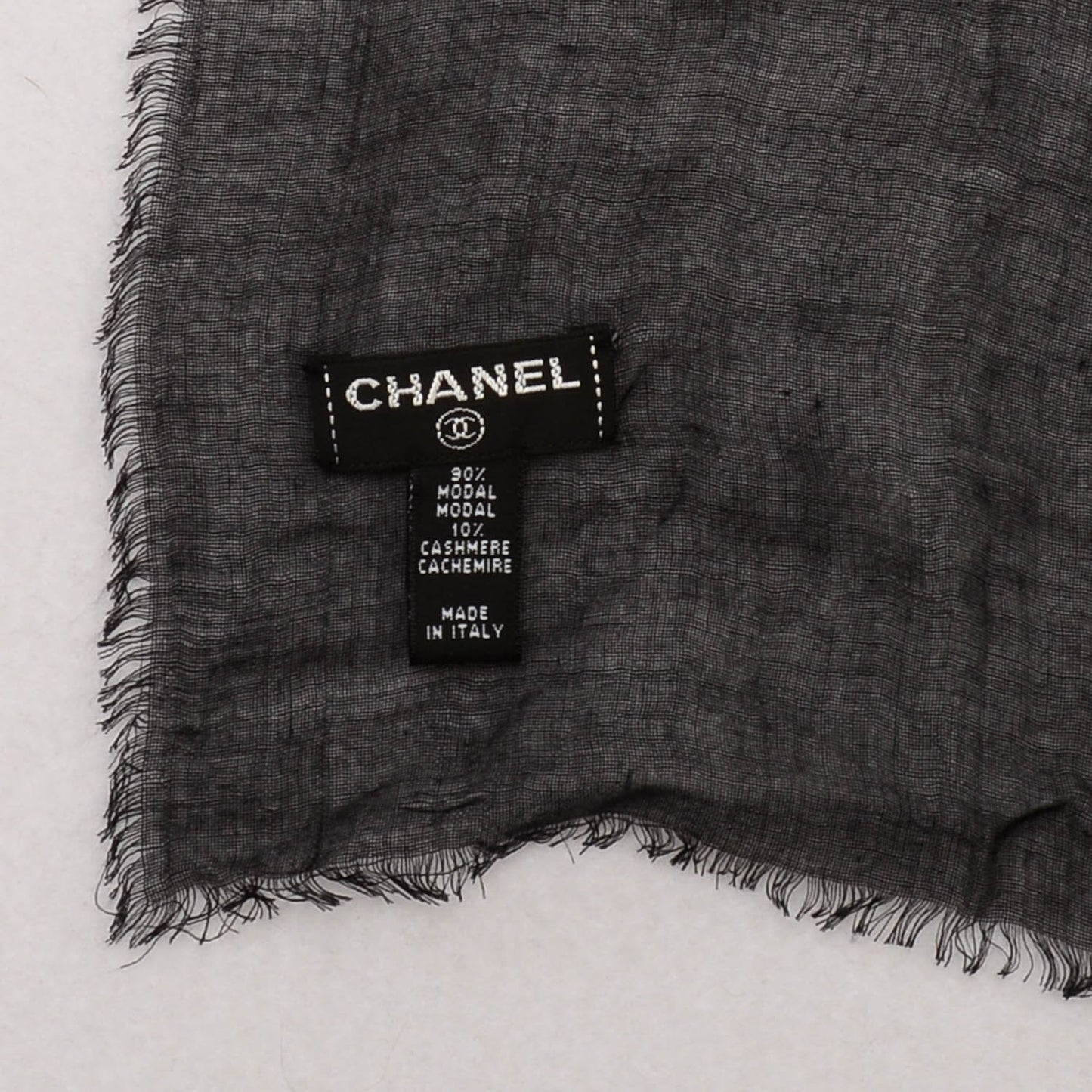 Modal Cashmere Sequins Logo Scarf Shawl Black White