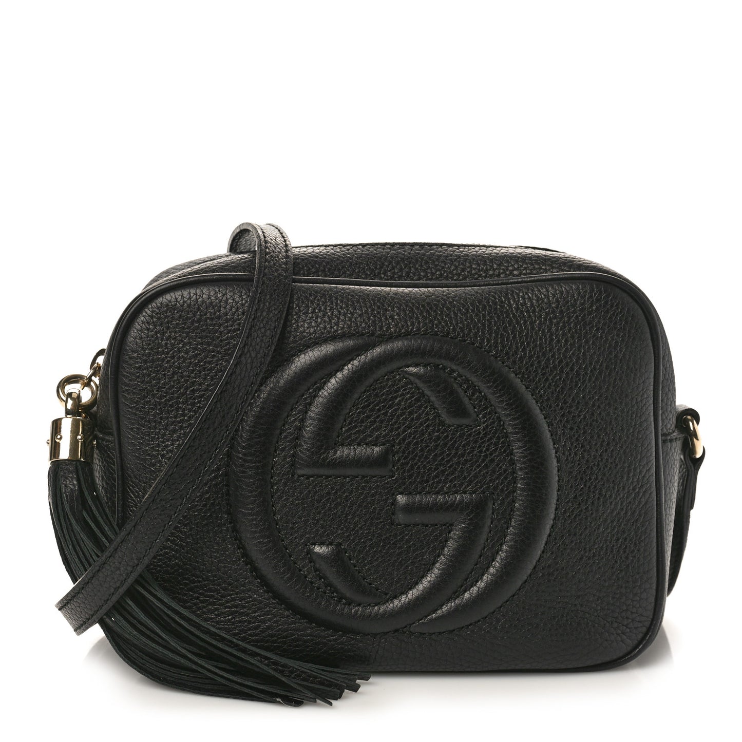 Pebbled Calfskin Small Soho Disco Bag Black
