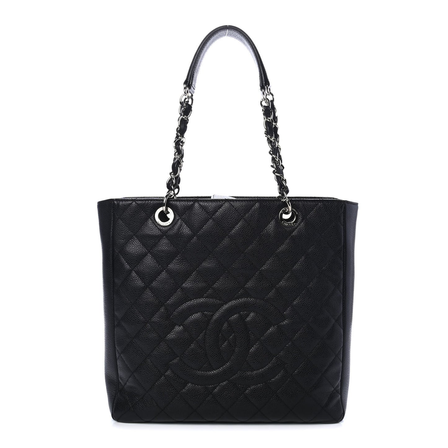 Caviar Quilted Vertical Grand Shopping Tote GST Black