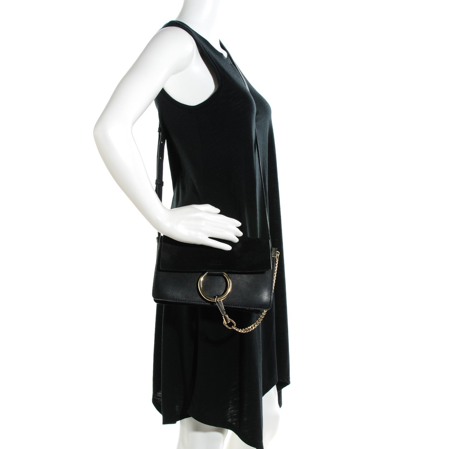 Chloe Suede Calfskin Small Faye Shoulder Bag Black 2 of 7