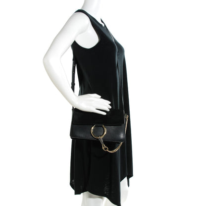 Chloe Suede Calfskin Small Faye Shoulder Bag Black 2 of 7