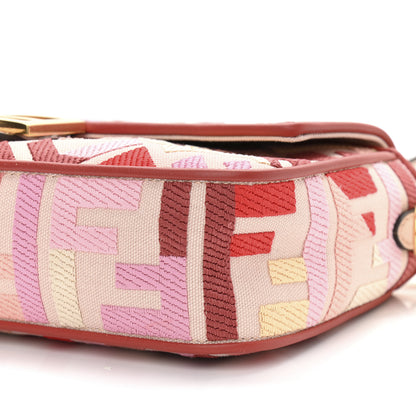 Fendi Canvas Vitello King FF Embroidered Baguette Rosa Quarzo Bloody Mary Multicolor 10 of 10