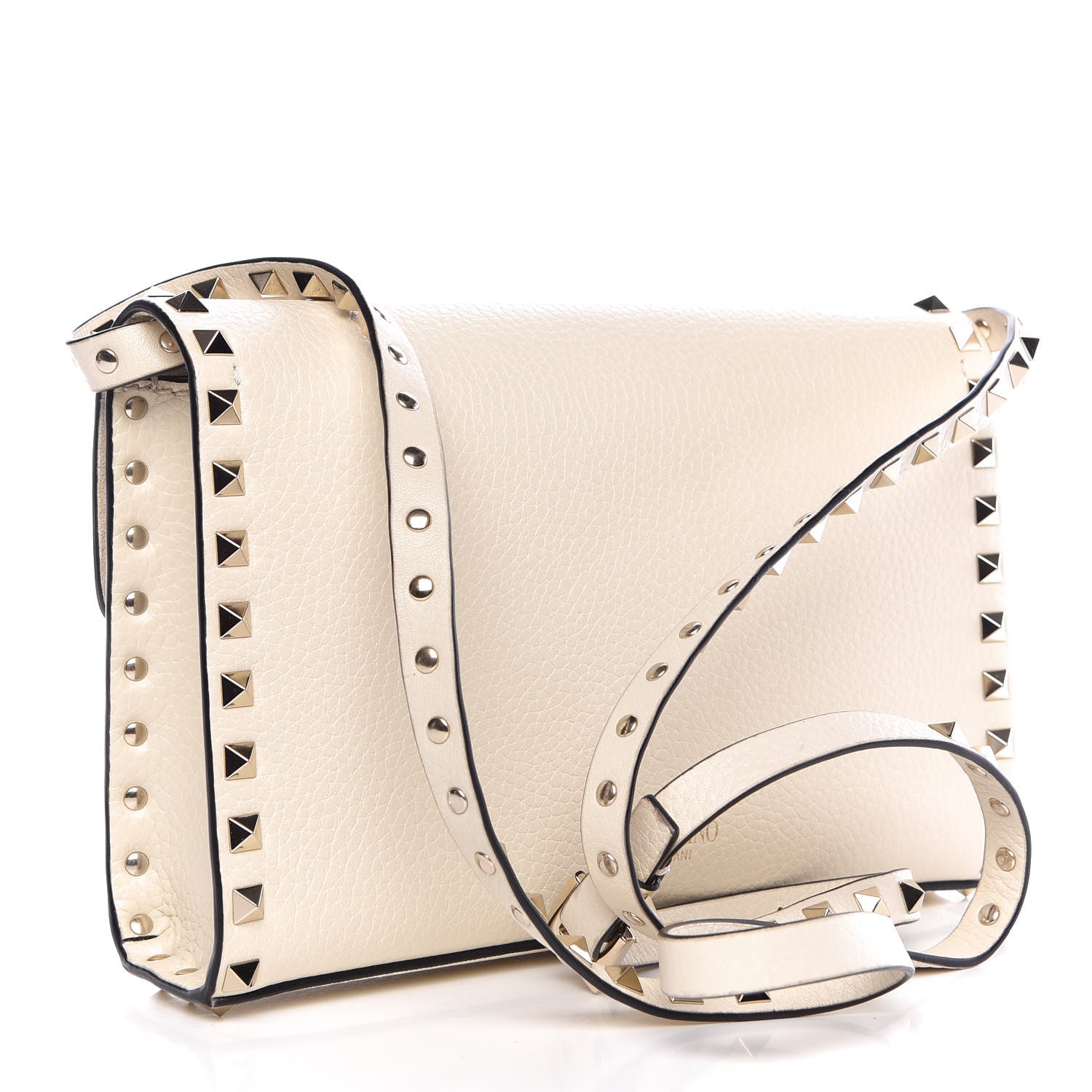 Valentino Garavani Pebbled Calfskin Medium Rockstud Flip Lock Crossbody Bag Light Ivory 3 of 6
