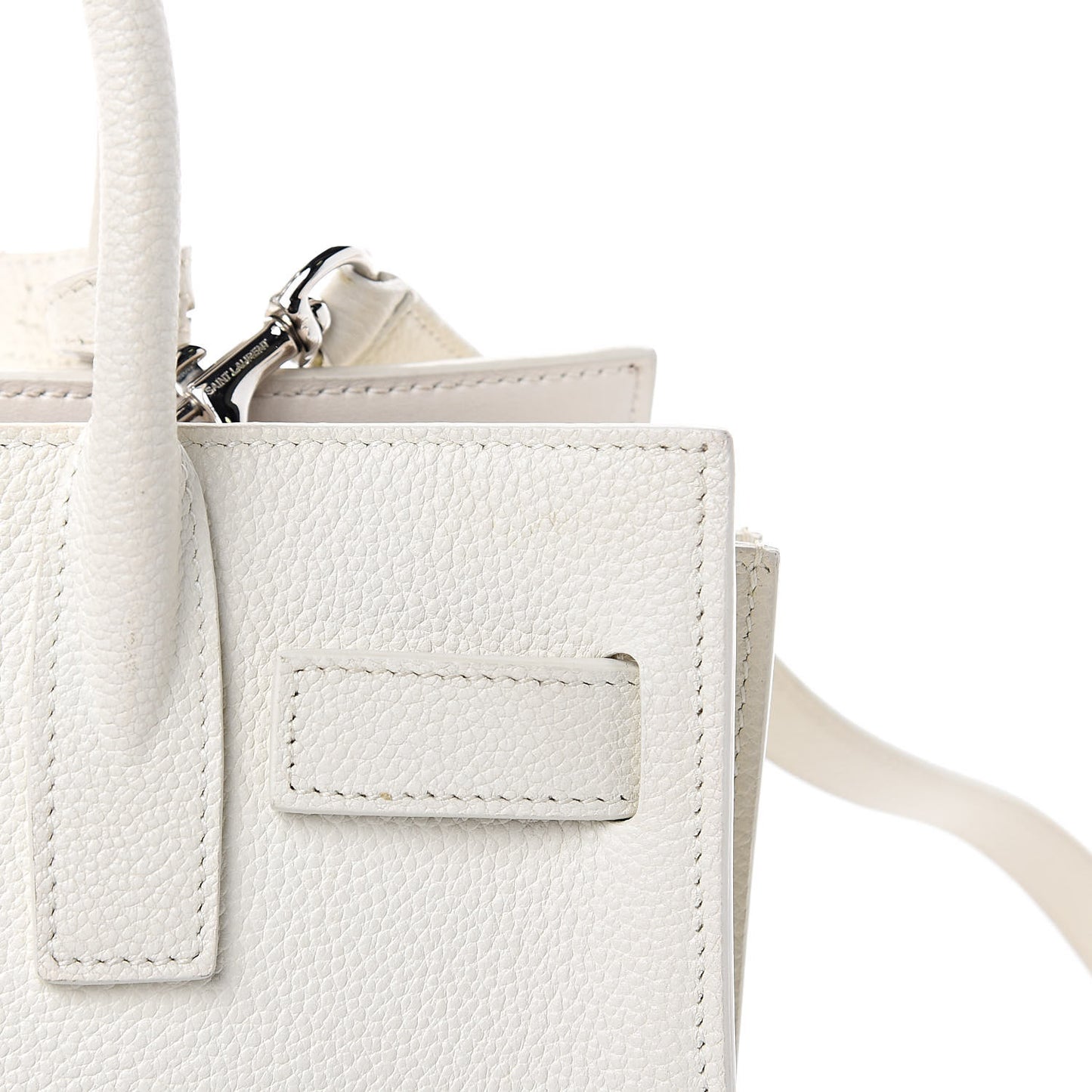 Grained Calfskin Nano Sac de Jour Dove White