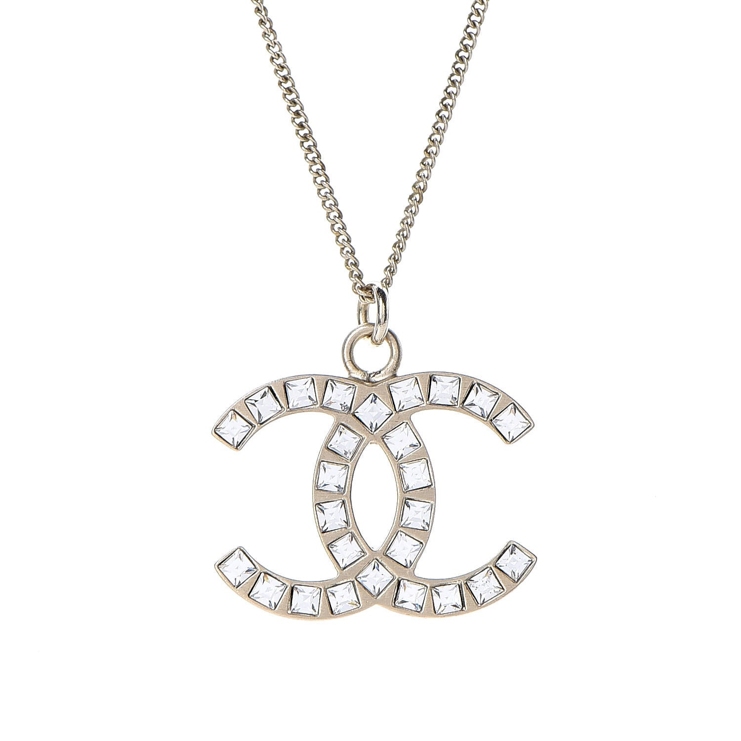 Chanel Baguette Crystal CC Necklace Light Gold 5 of 5