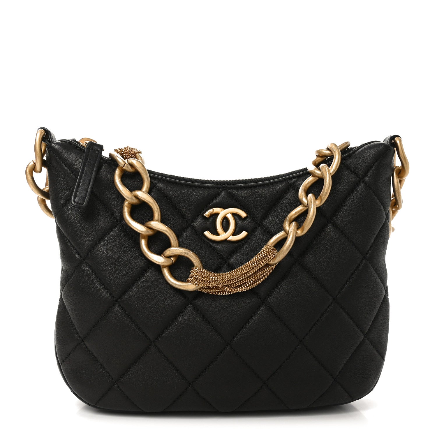 Chanel Lambskin Quilted CC Chain Hobo Black 1 of 10