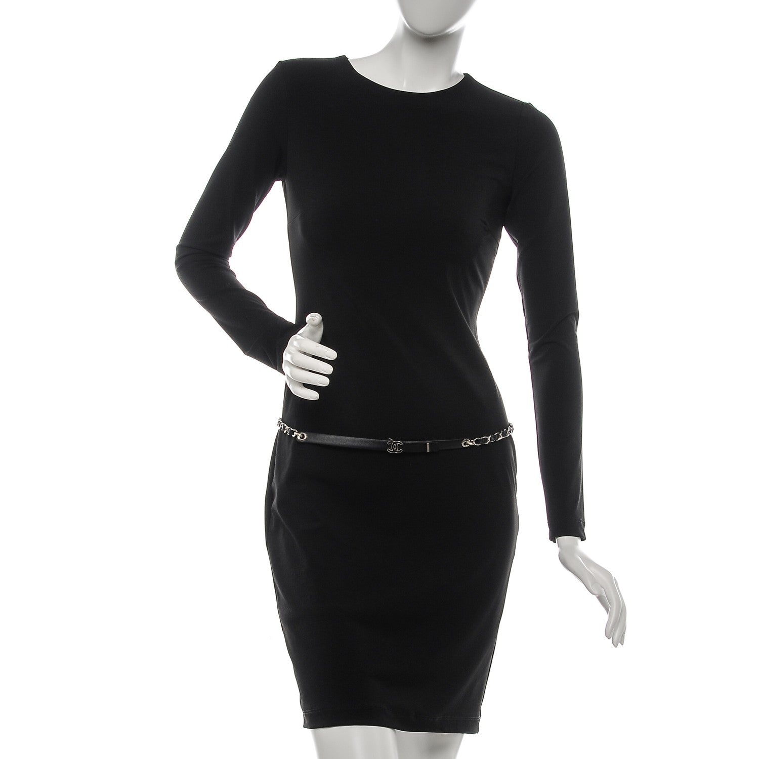 Chanel Lambskin CC Chain Belt 95 38 Black Silver 2 of 10