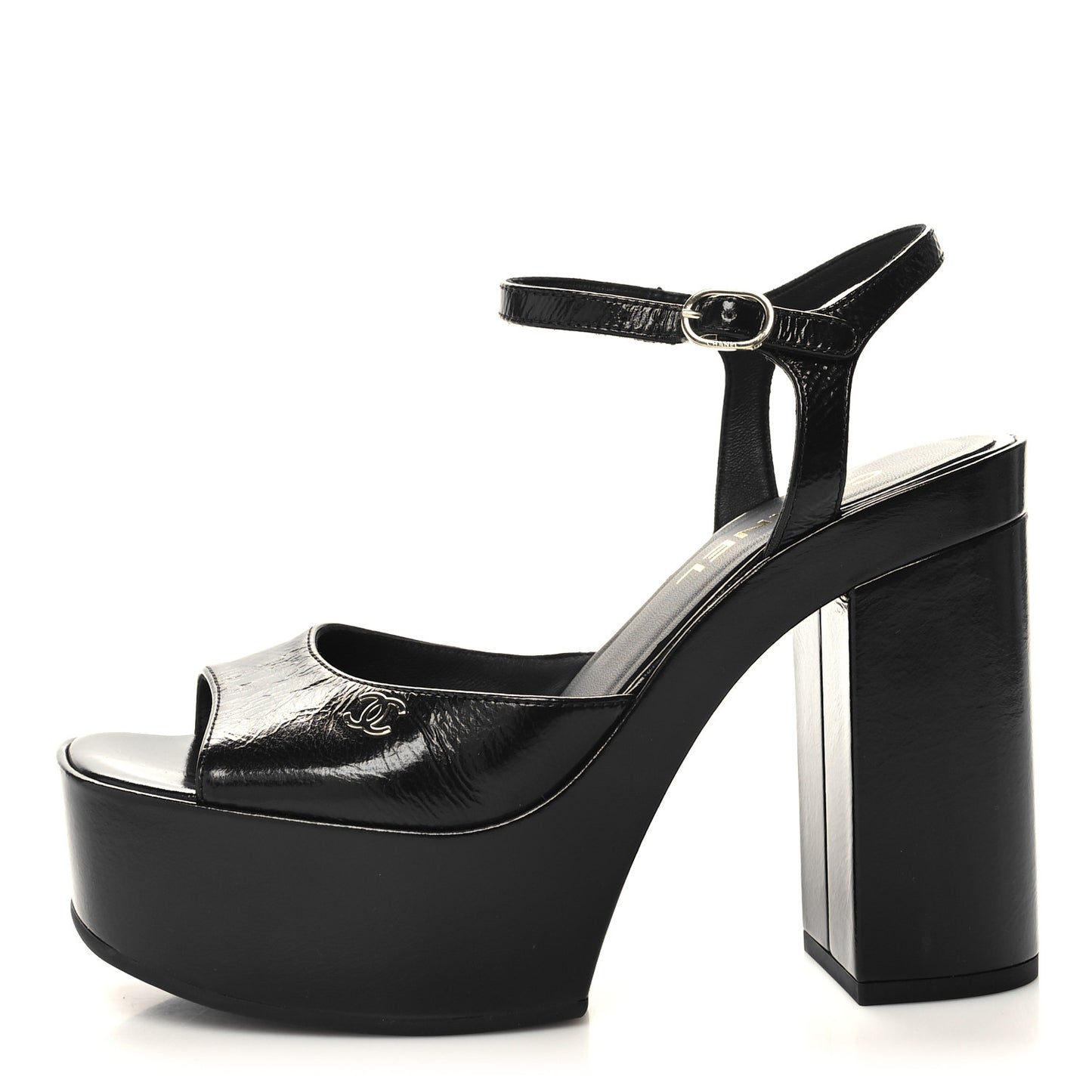 Calfskin CC Platform Sandals 38.5 Black