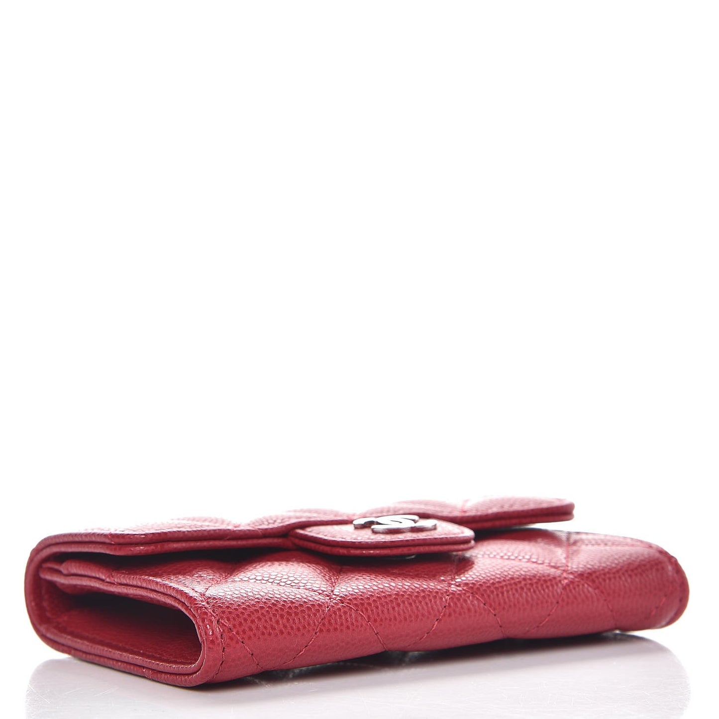 Caviar Quilted Card Holder Dark Pink