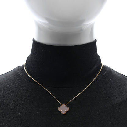 Van Cleef & Arpels 18K Yellow Gold Carnelian Vintage Alhambra Pendant Necklace 2 of 4