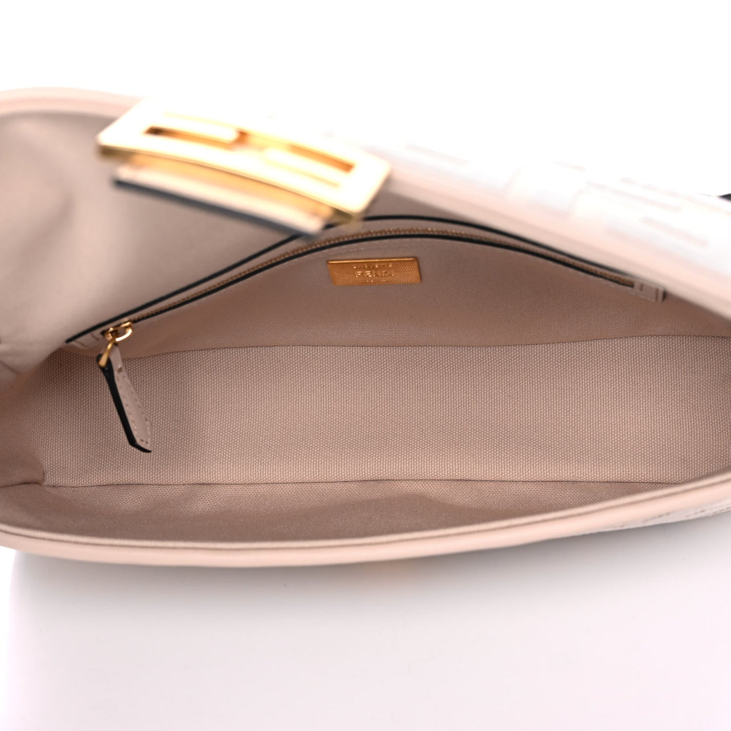 Canvas Vitello King Bi-Color Strap FF Embroidered Baguette Poudre