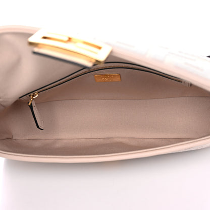 Fendi Canvas Vitello King Bi-Color Strap FF Embroidered Baguette Poudre 5 of 15