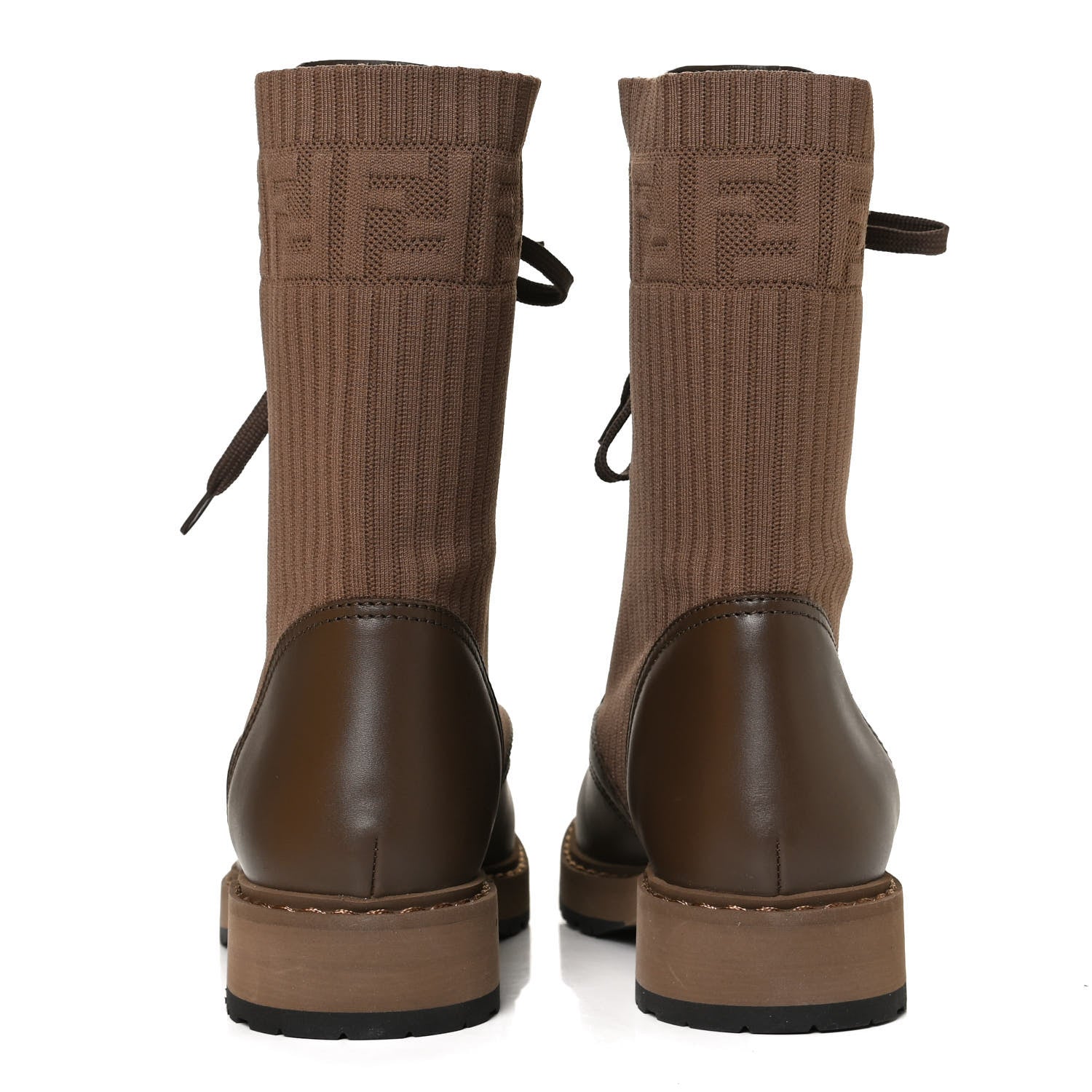 Fendi Vitello Stretch Fabric Rockoko Biker Boots 39 Maya Chocolate 6 of 11
