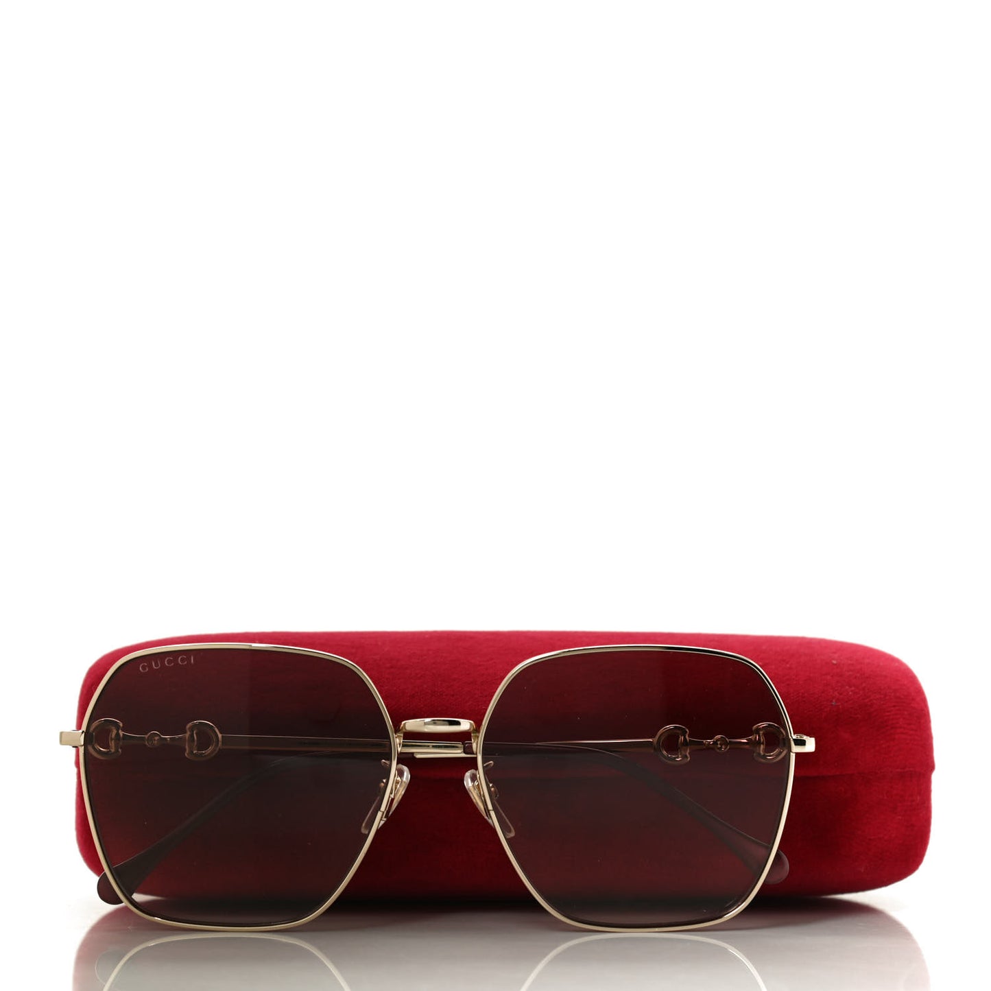 Metal Horsebit Square Sunglasses GG0882SA Gold