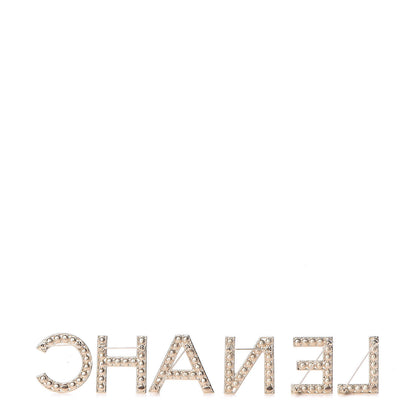 Chanel Crystal Cha-Nel Logo Brooch Set Gold 3 of 5