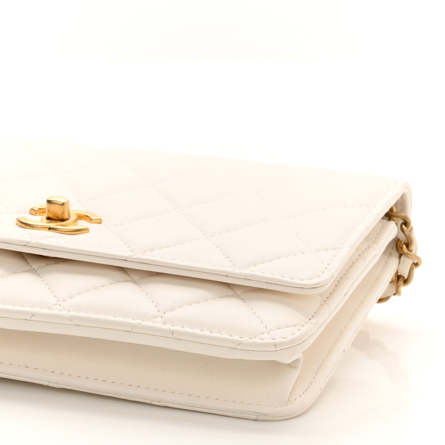 Chanel Lambskin Quilted CC Pearl Crush Wallet on Chain WOC White 21 of 25