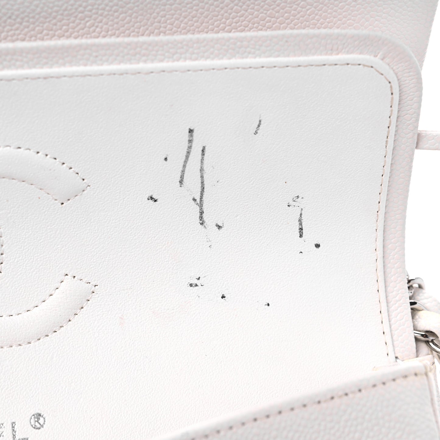 Caviar Quilted Medium Double Flap White