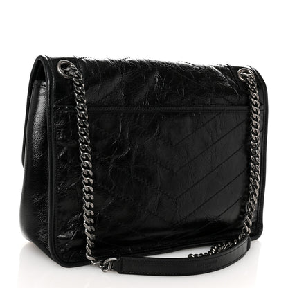 Saint Laurent Crinkled Calfskin Matelasse Monogram Medium Niki Chain Satchel Black 3 of 10