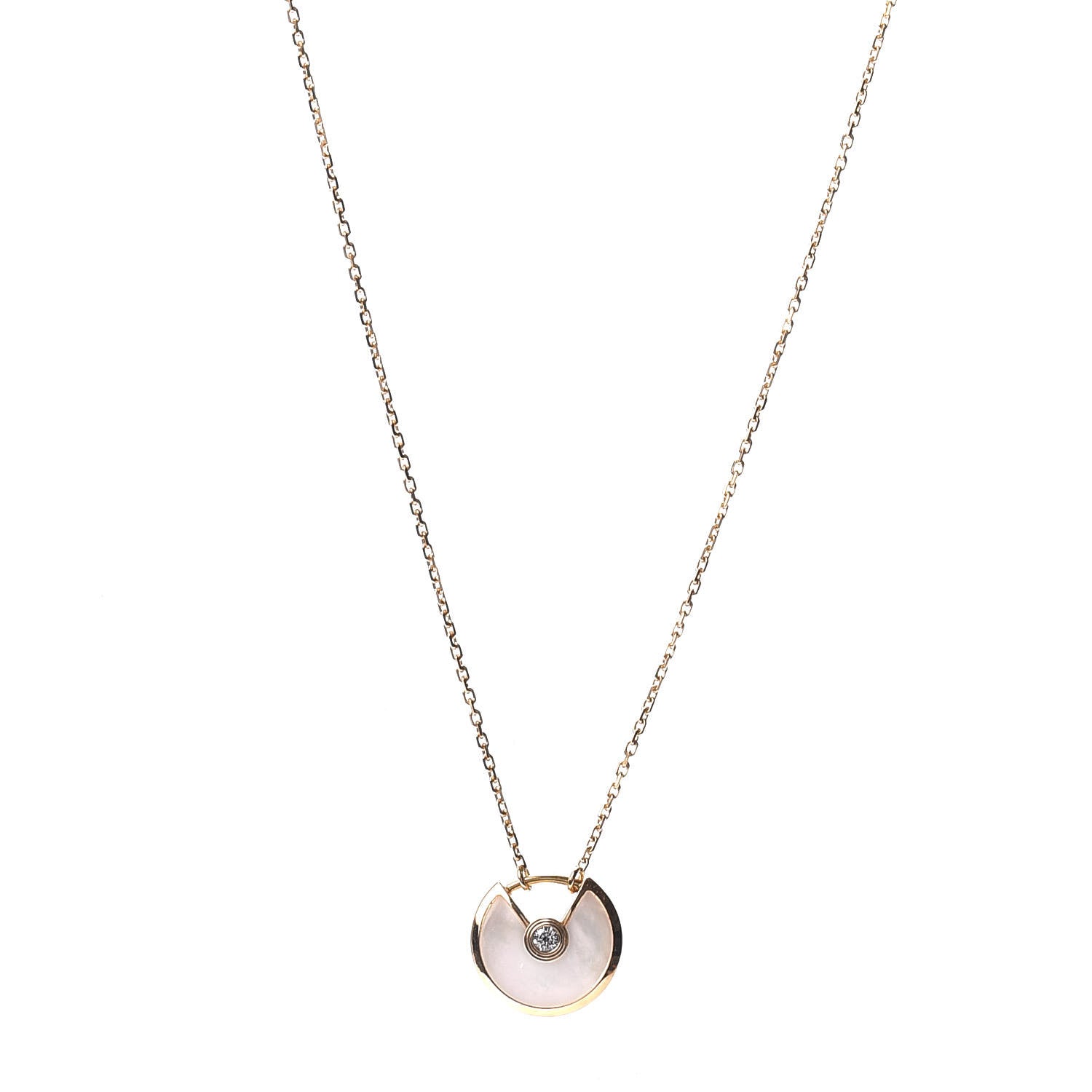 Cartier 18K Yellow Gold Diamond Mother of Pearl XS Amulette de Cartier Pendant Necklace 1 of 4