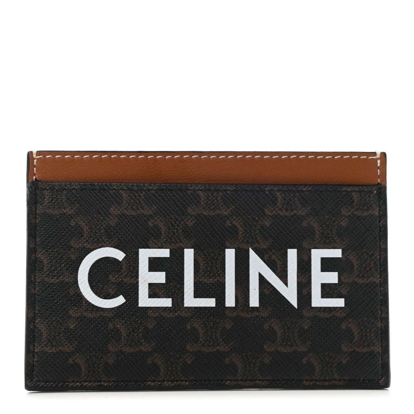 Triomphe Canvas Card Holder Tan