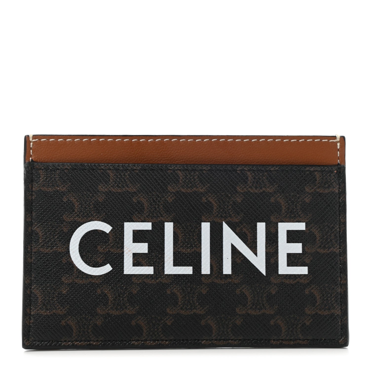 Celine Triomphe Canvas Card Holder Tan 1 of 6