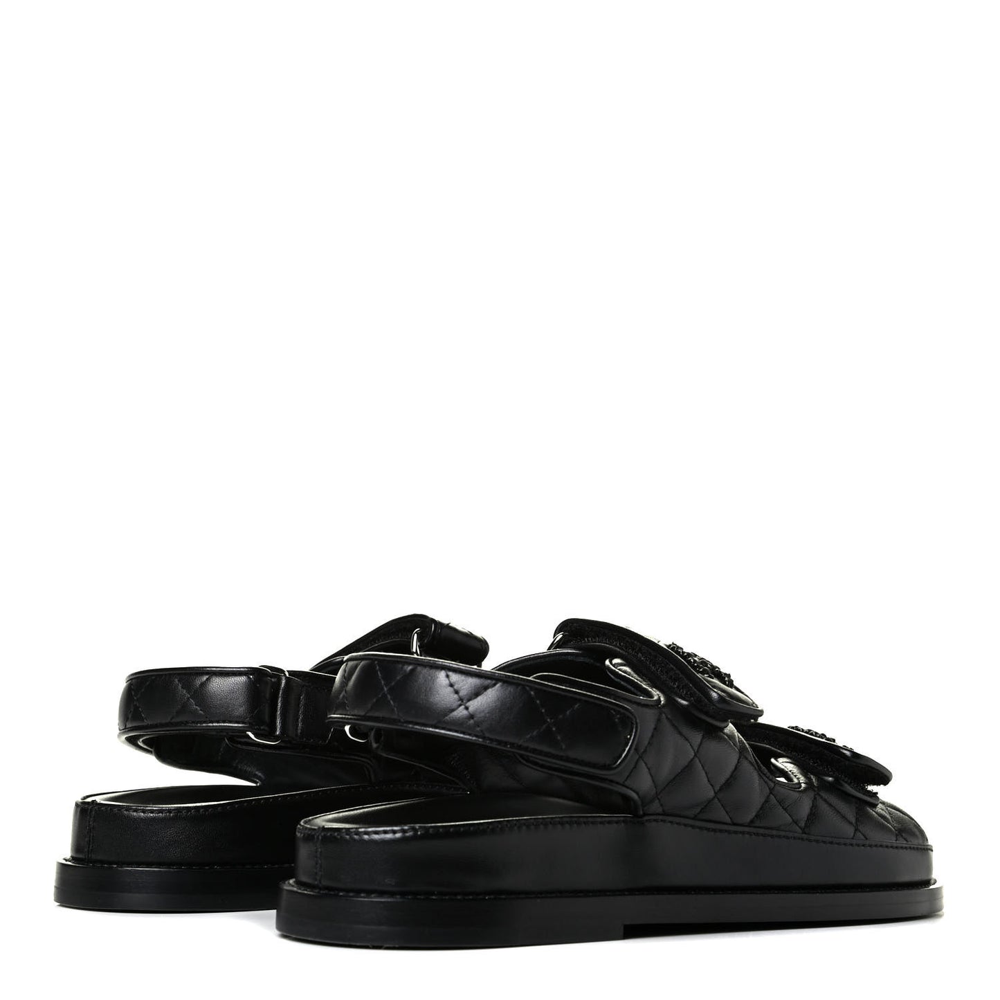 Lambskin Velcro Dad Sandals 38 Black