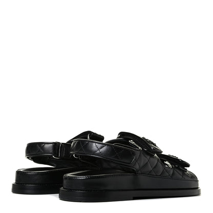 Chanel Lambskin Velcro Dad Sandals 38 Black 3 of 6