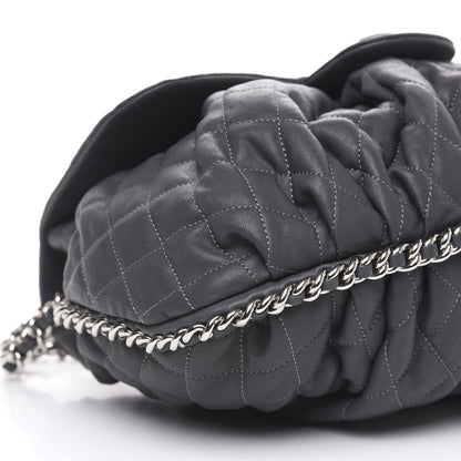 Chanel Crumpled Lambskin Quilted Medium Chain Around Flap Dark Grey 8 of 10