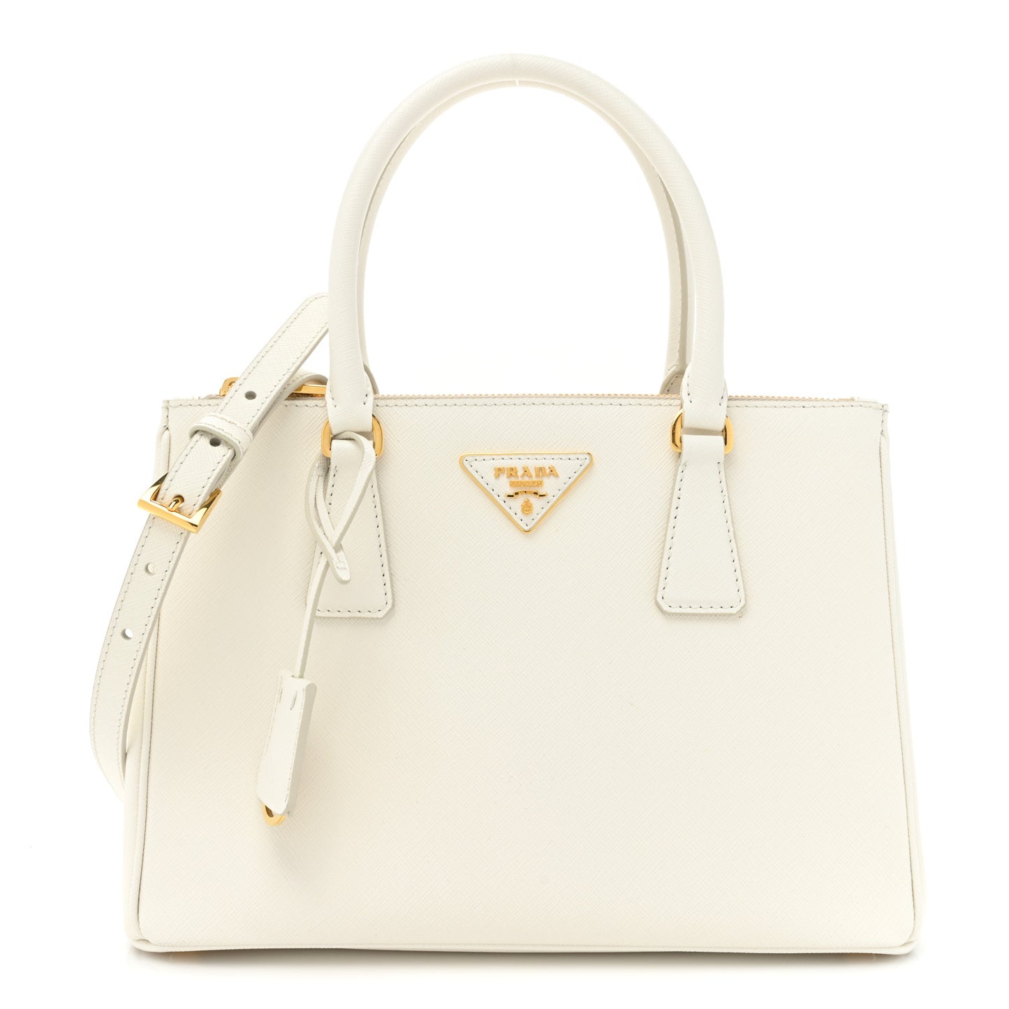 Saffiano Lux Small Galleria Double Zip Tote White