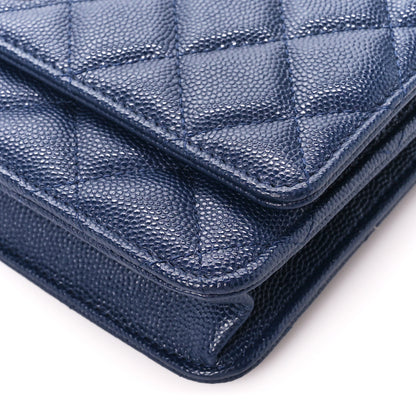 Chanel Caviar Quilted Wallet on Chain WOC Navy Blue 11 of 12