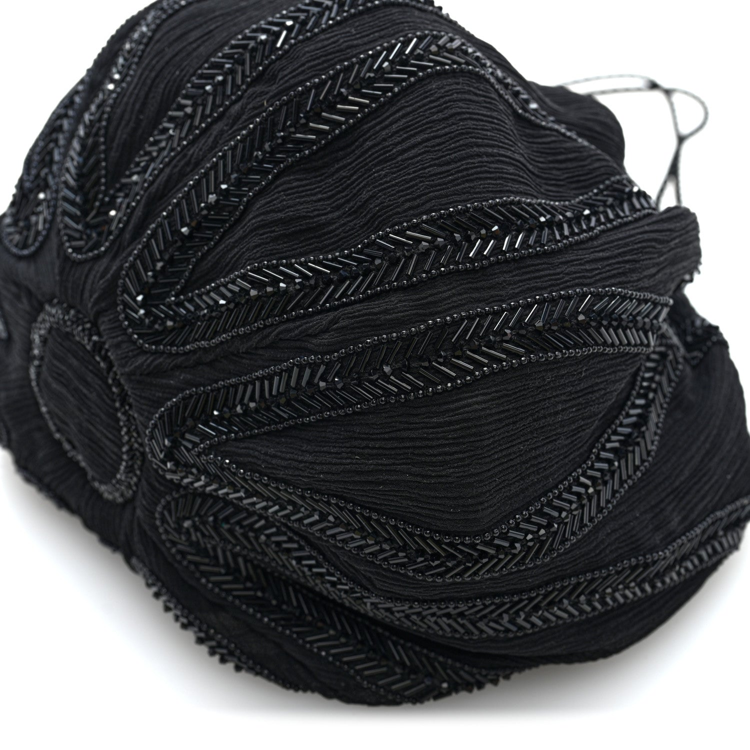 Saint Laurent Chiffon Silk Crepe Beaded Pochon Broderie Bag Black 16 of 16