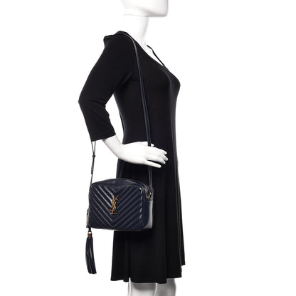 Saint Laurent Calfskin Matelasse Lou Camera Bag Navy 2 of 9