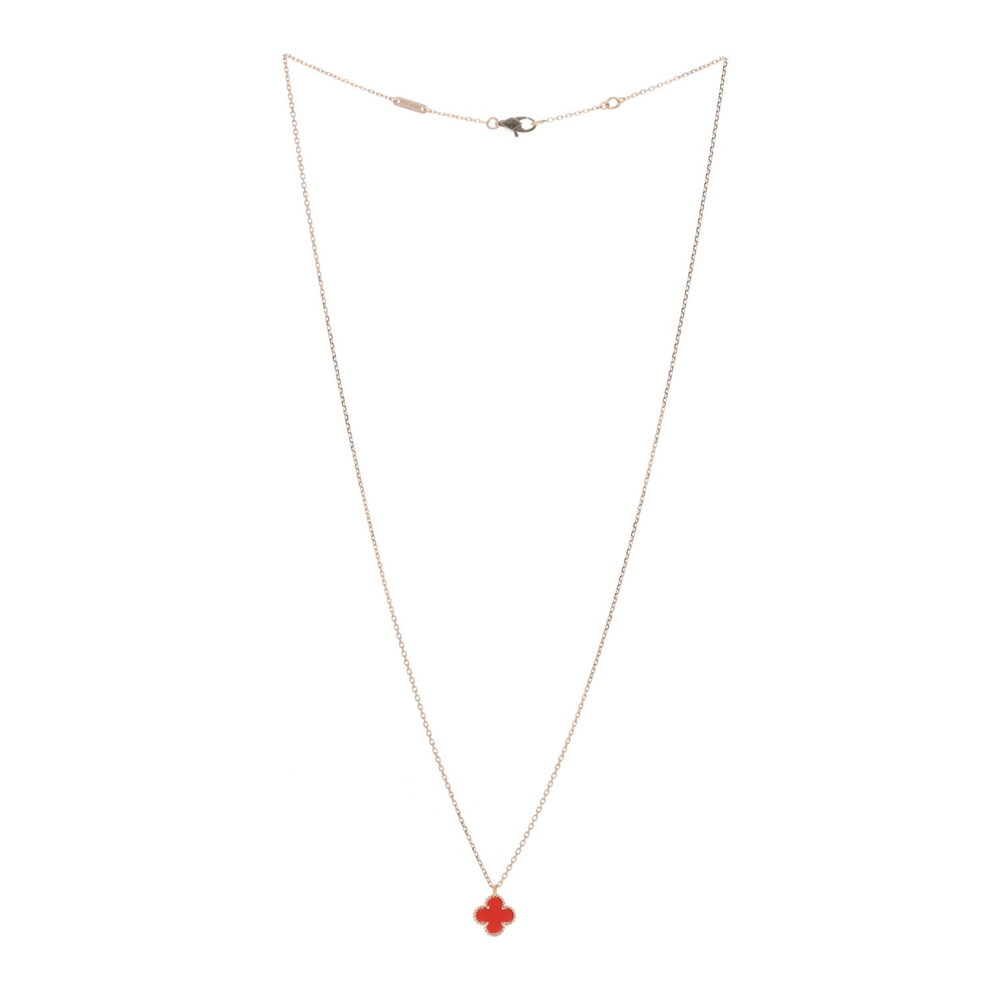 18K Rose Gold Carnelian Sweet Alhambra Pendant Necklace