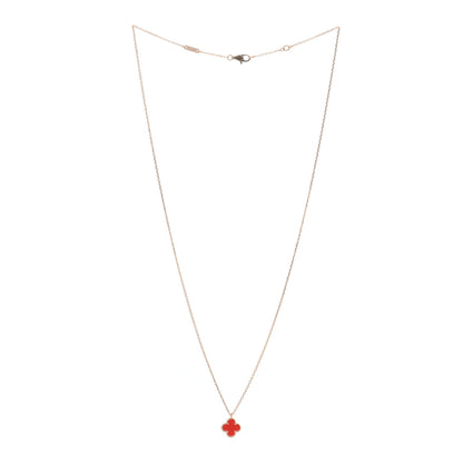 Van Cleef & Arpels 18K Rose Gold Carnelian Sweet Alhambra Pendant Necklace 2 of 5