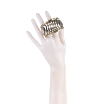 David Yurman Sterling Silver 18k Gold 41mm Sculpted Cable Cuff 2 of 4