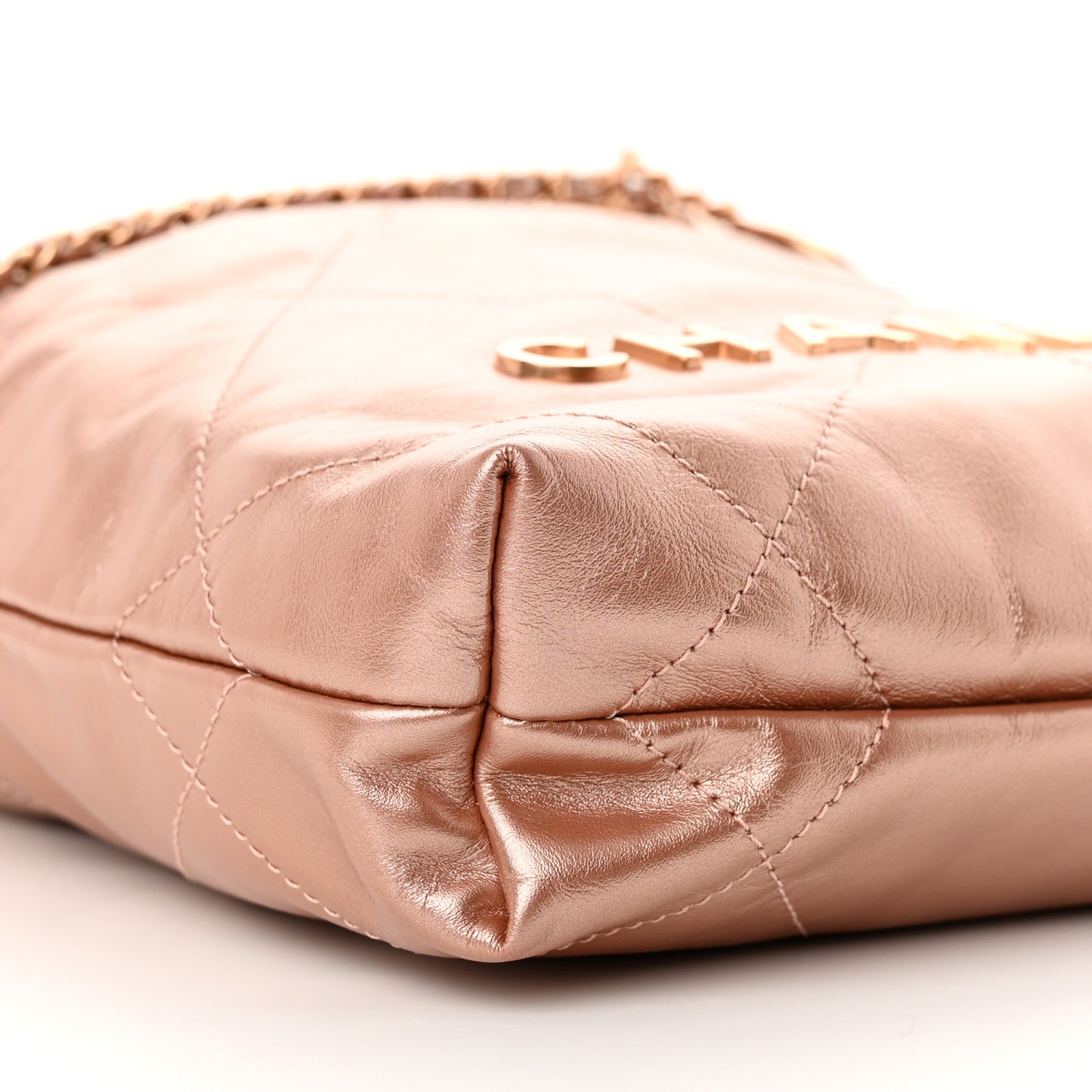 Metallic Calfskin Quilted Mini Chanel 22 Copper