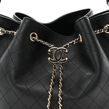 Chanel Calfskin Stitched Drawstring Bag Black 8 of 11