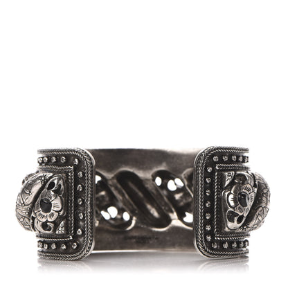 Saint Laurent Brass Marrakech Cuff Bracelet Silver Black Agate 3 of 4